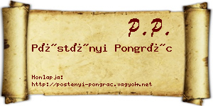 Pöstényi Pongrác névjegykártya